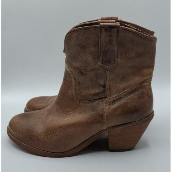 Corral Womens Brown Tan Distressed Leather Western Cowboy Ankle Boots Sz 7 - Picture 4 of 13